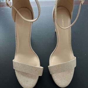 Light gold textured slingback heels